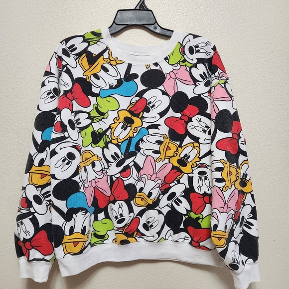 Disney Mickey and Friends ALL OVER PRINT Sweatshirt Youth Juniors Size L - Picture 4 of 9
